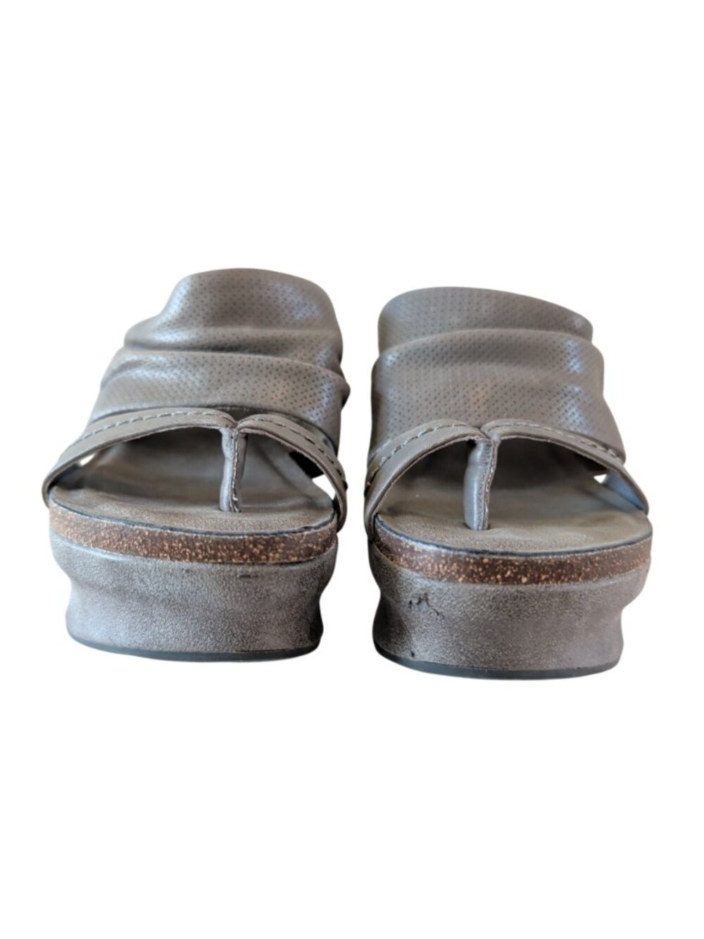 OTBT Balance Wedge Womens Sandals Size 7M Gray Taupe Platform Slip On Open Toe - Picture 10 of 16